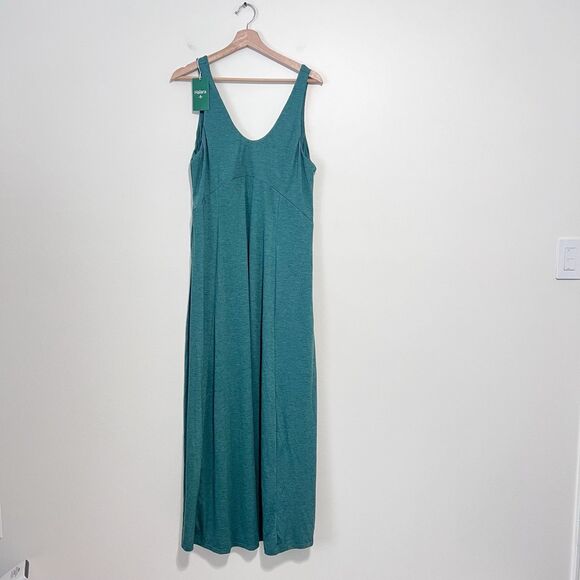 Halara U Neck Dress Sleeveless Stretchy Flowy Maxi Green Athleisure Lagenlook L - Picture 2 of 9